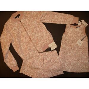 Victoria Beckham S BOMBER JACKET+sz 4,6 shorts blush pink white paisley Jacquard